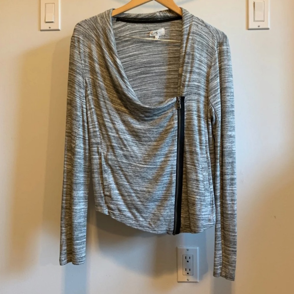 Lou & Grey Asymmetrical Zip Up Cardigan